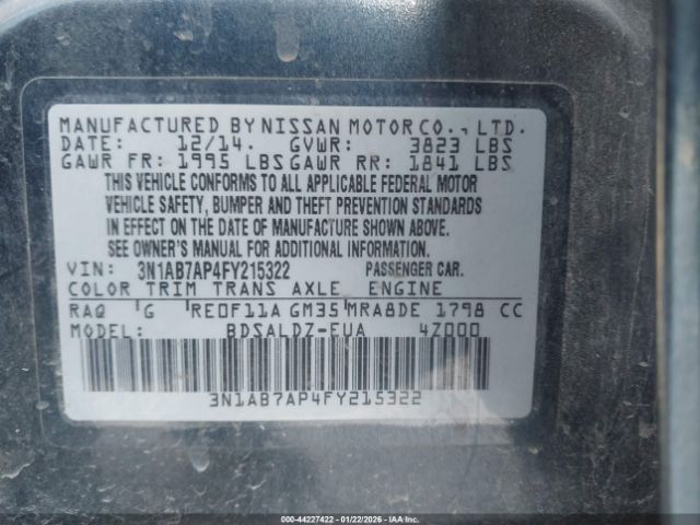 2015 Nissan Sentra Light Blue Used Part - Image 10