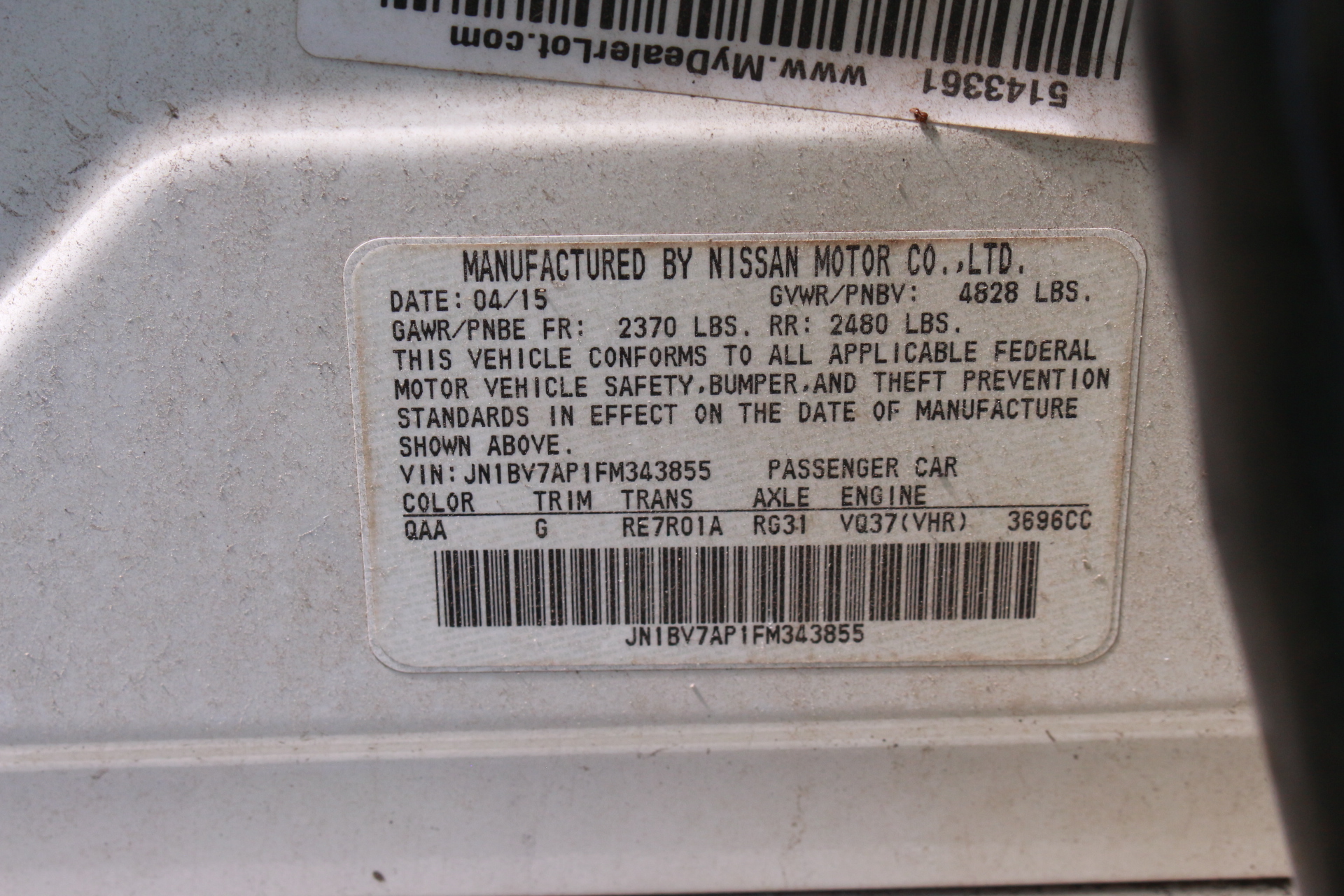 2015 Infiniti Q50 White Used Part - Image 2