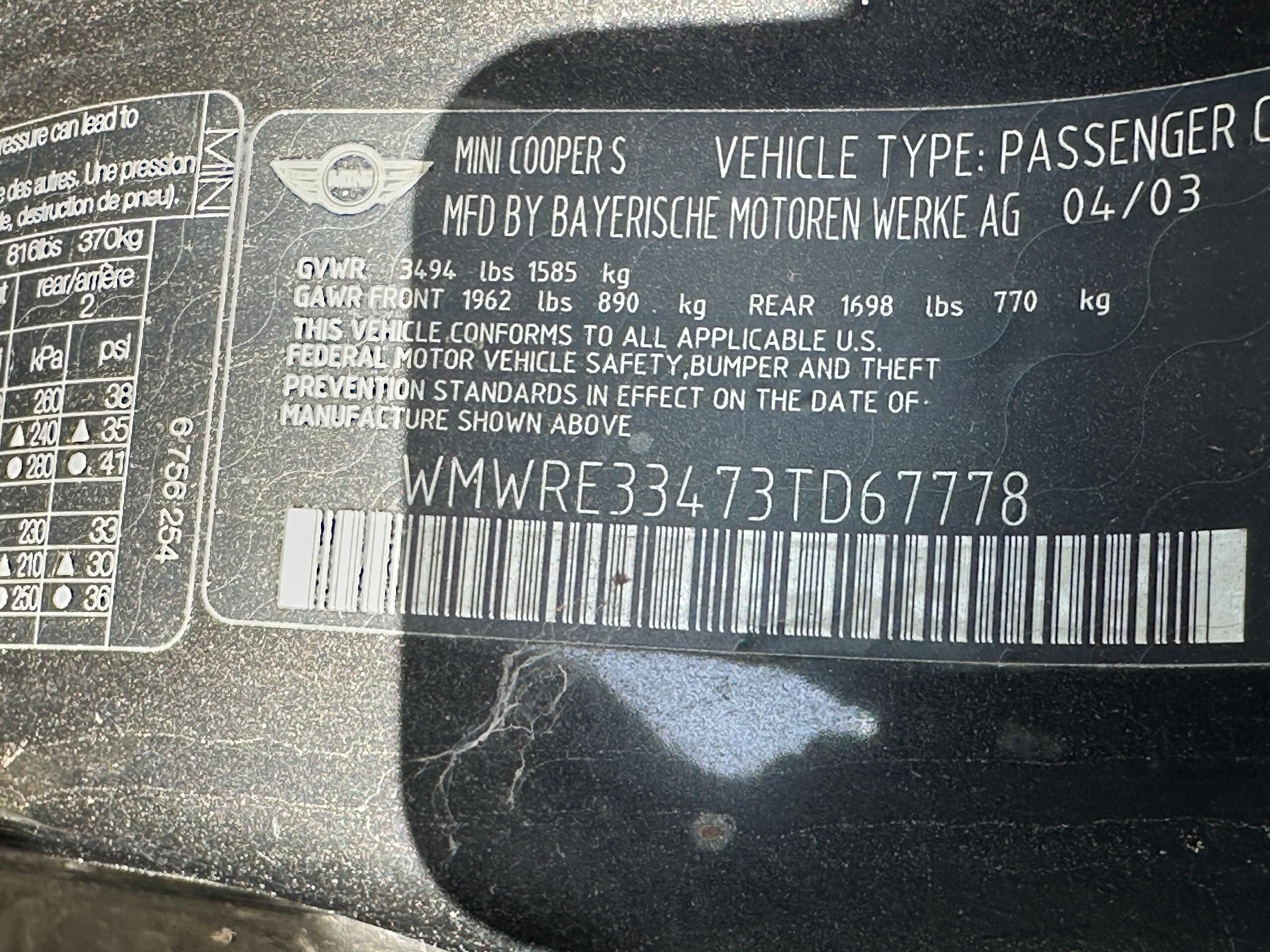 2003 Mini Cooper S Black Used Part - Image 29