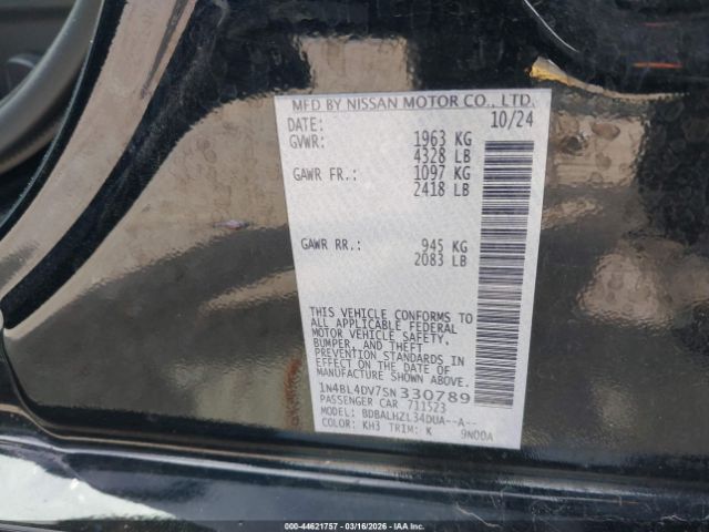 2025 Nissan Altima Black Used Part - Image 9