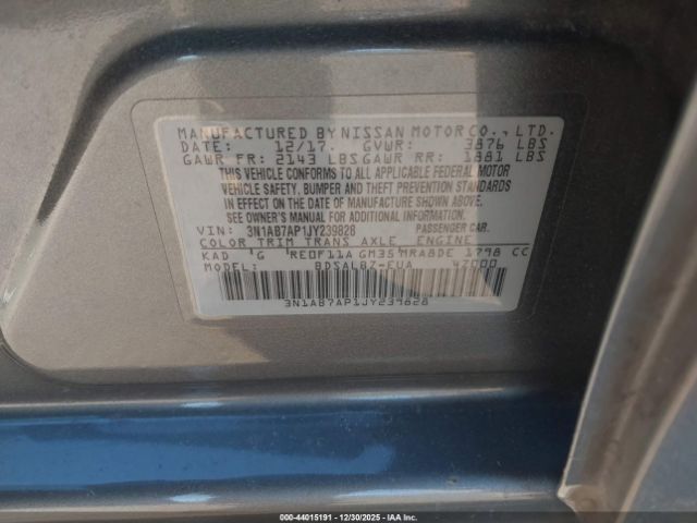 2018 Nissan Sentra Gray Used Part - Image 8