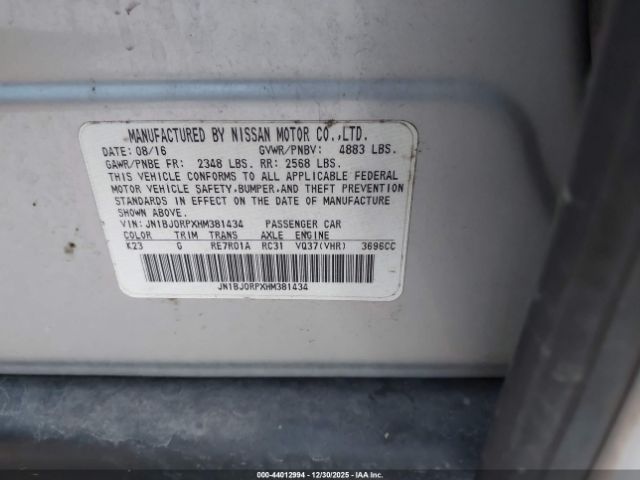 2017 Infiniti QX50 Gray Used Parts-Junk car - Image 10
